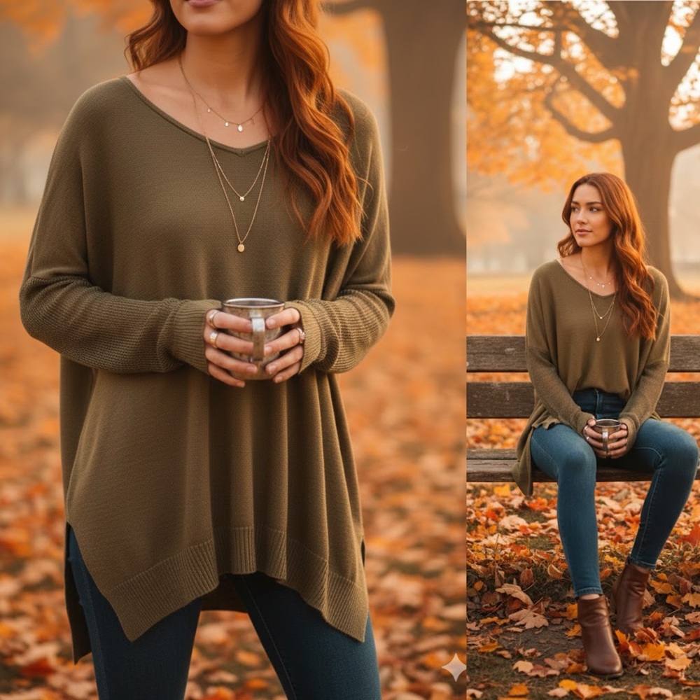 Nasty gal Olive Green Knit Sweater